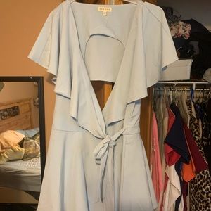 Light blue open back romper